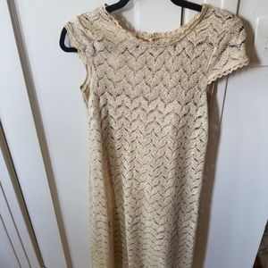 Gold cocktail dress with a complete slip
